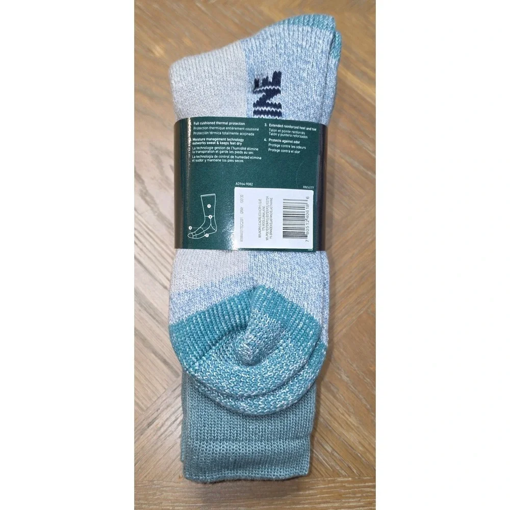 Wolverine Mens Upland Thermal Boot Crew Socks 2 Pair Pack Gray Blue Size Lg 7-12